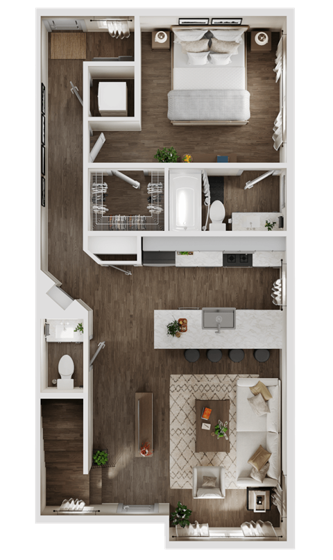 3-D rendering of a 2-bedroom, 2.5-bathroom townhouse at Turnberry Park Luxury Rental Homes in Gardendale, AL